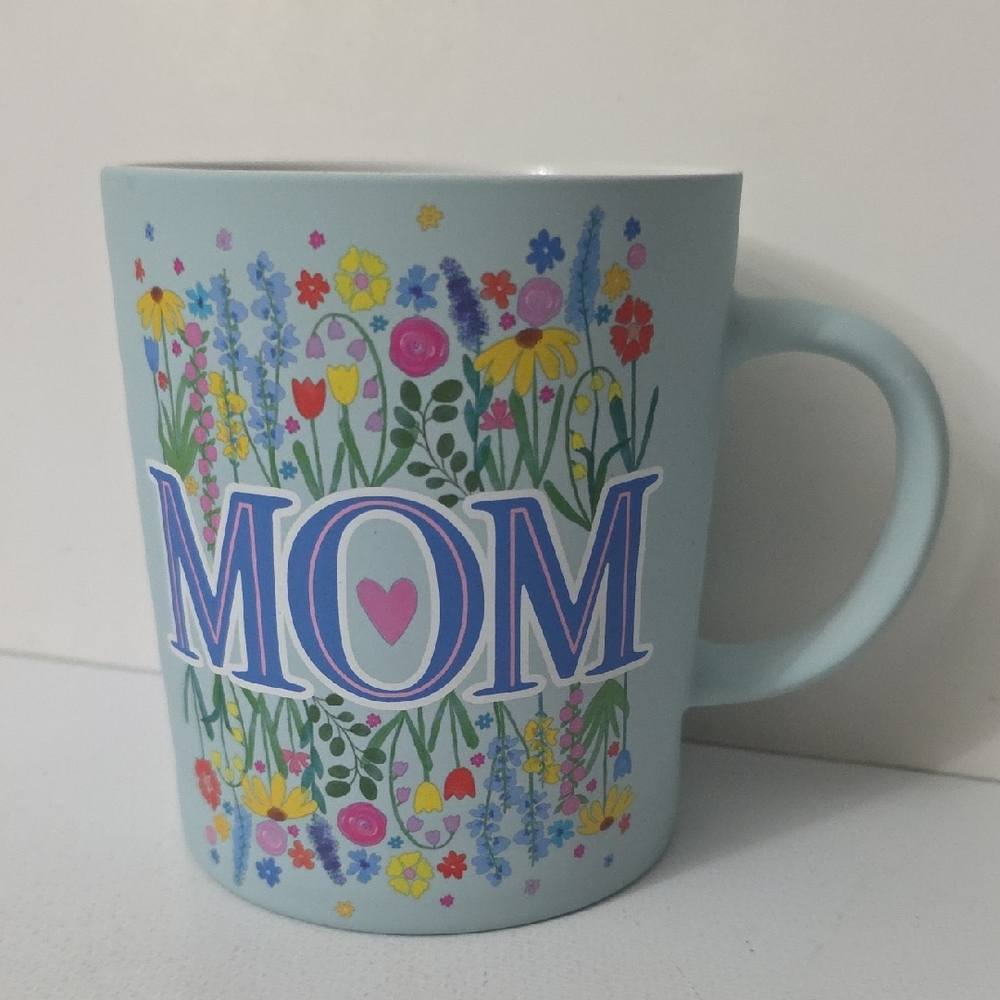 Fig & Fern Mom Floral Blue Ceramic Coffee Mug, NWT